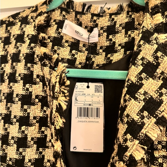 NWT Mango Pocket Tweed Houndstooth Cropped Blazer - Picture 3 of 5